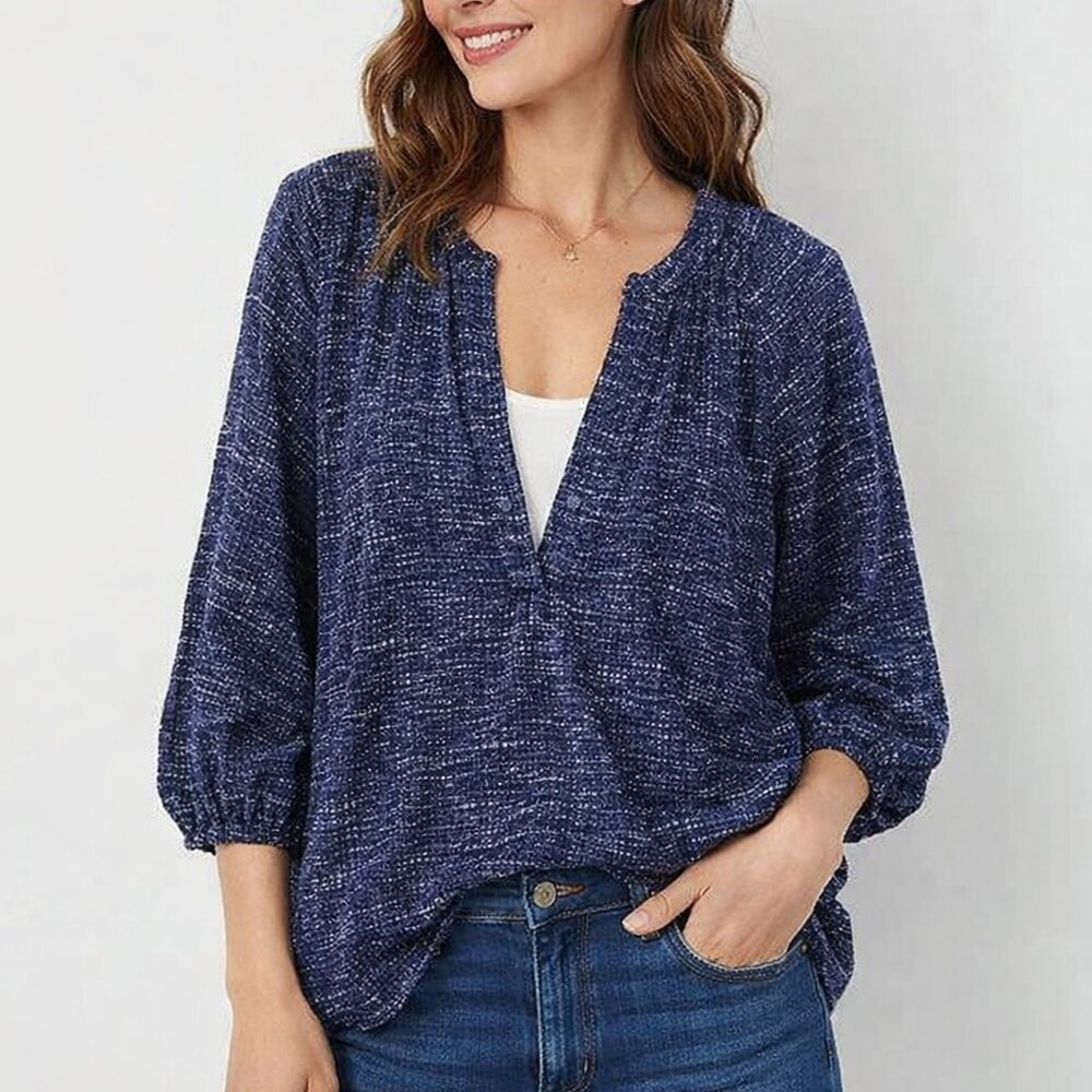 Joie Blue and White Silk Blouse M